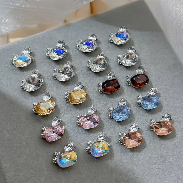 2PCS Nail Art Charms Opal Turtle Shaped Diamond Nail Rhinestones 3D Decals Salon