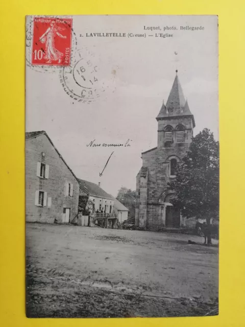 CPA 23 - Village de LAVILLETELLE Écrite en 1914 Creuse L'ÉGLISE SAINT LAURENT