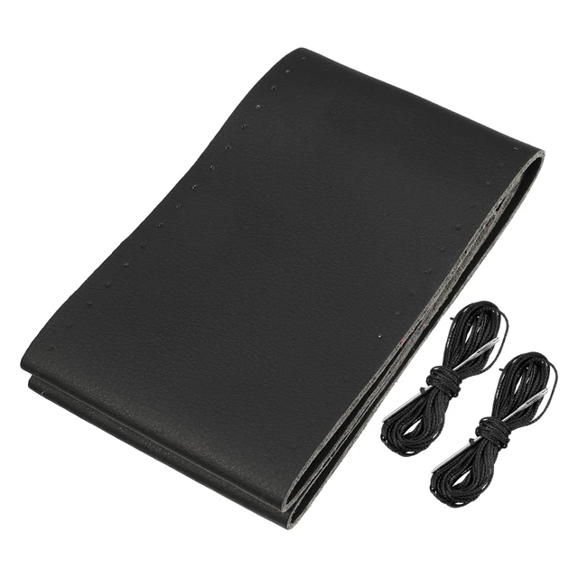 Housse De Volant Perforée Anthracite Avec Couture Rouge - Pour Audi 100, A4, A6 - Taille 38x9cm