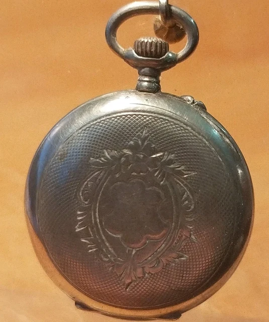 Montre Gousset Ancienne Mécanique - Boîtier En Argent Massif - Style Art Nouveau - Occasion