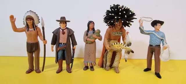 Schleich Mojo Lot of 5 Native American Sioux Medicine Man Girl Wild West Cowboy