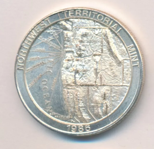 1986 Northwest Territorial Mint Pnw 1 One Troy Ounce .999 Silver Round