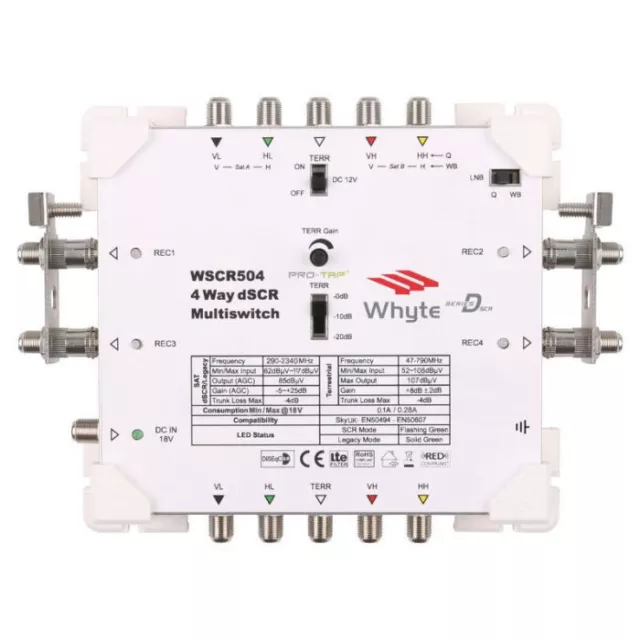 WHYTE Series D Sky Q™ dSCR Multiswitch Cascade 5 In 4 Out dSCR or Legacy