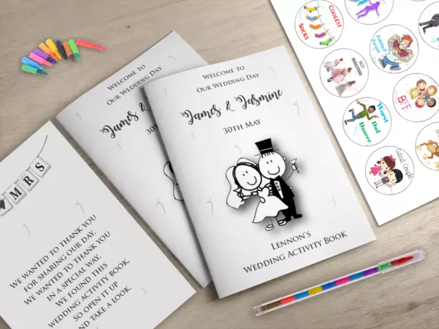 Personalised Childrens Kids Wedding Activity Pack Book Favour with Stickers A14