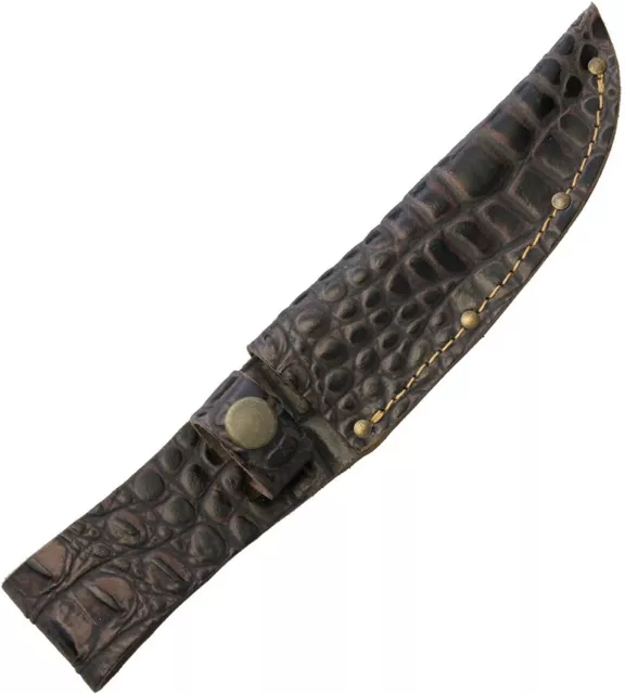 Crocodile Pattern  5" Fixed Blade Sheath New Genuine  Leather To 5" Blades