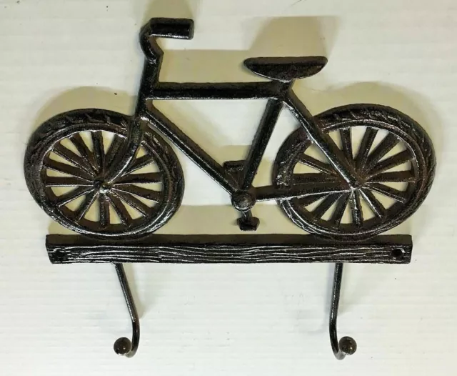 BIKE 2 HOOK WALL HANGER Towel Coat Hat Rack farmhouse country vintage bicycle 5