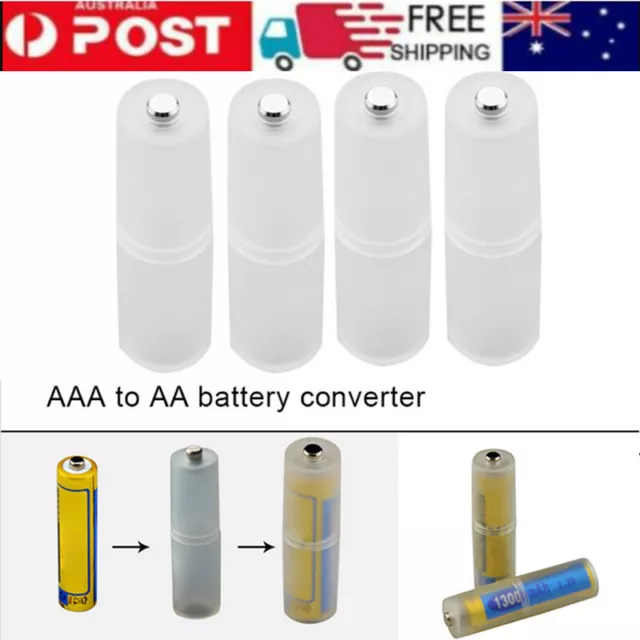 4pcs AAA to AA Size Battery Converter Adapter Batteries Holder Case Switcher AU