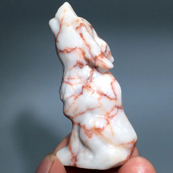 51g Natural Crystal.Red Lace stone.Hand-carved. Exquisite wolf. healing.gift 5