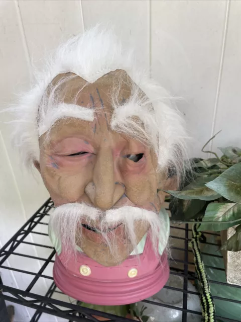 Funny Halloween Costume Old Man Rubber Mask Grandpa Cut Out Mouth Eye 2006 PMG
