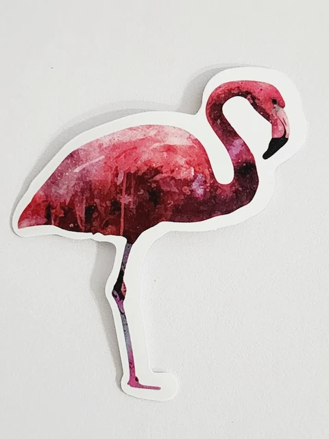 Flamingo Standing Looking to the Right Sticker Decal Multicolor Embellishment Fu