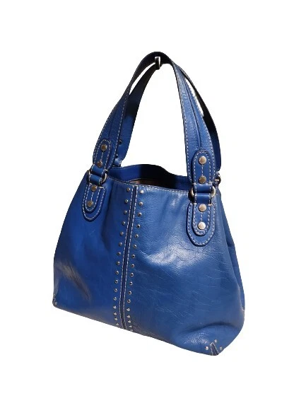 Michael Kors Large Blue Uptown Astor Studded Hobo Bag