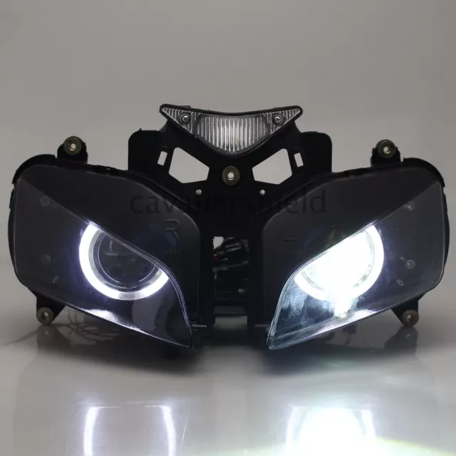 Assemblaggio completo faro proiettore nascosto occhio angelo bianco per Honda CBR1000RR 04-07