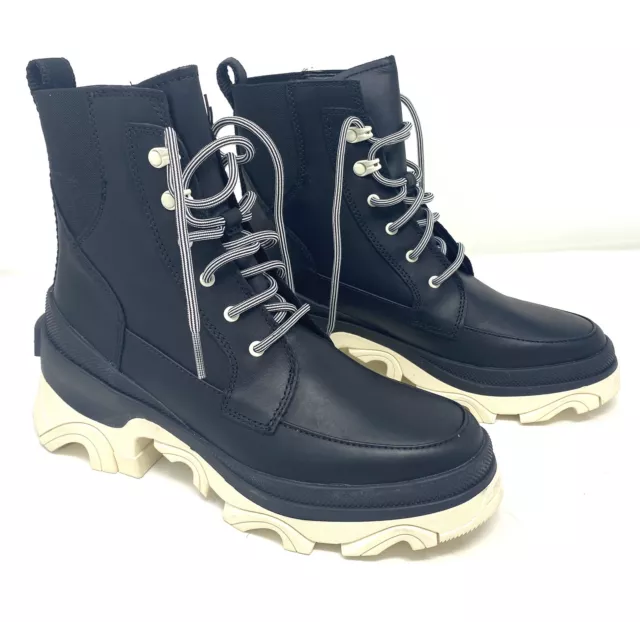 Sorel 8 Women's Boots Brex Heel Waterproof Lace Black Booties High Leather NEW