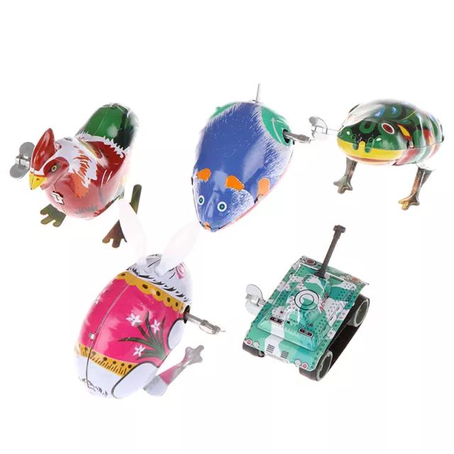 1Pc Kids classic toy tin wind up clockwork toys jumping iron frog rabbit to ZX