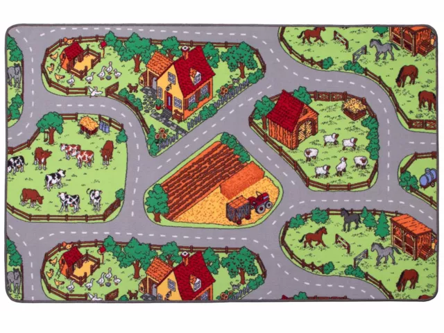 Tapis de jeu Ferme Animal Rues Routes Tapis pour enfants Salle de jeux ranch