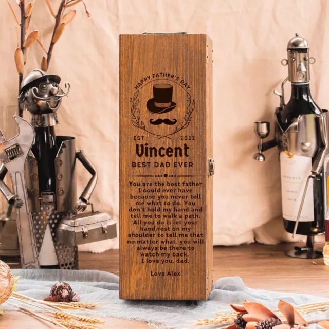 Engraved Wooden Vintage Wine Box