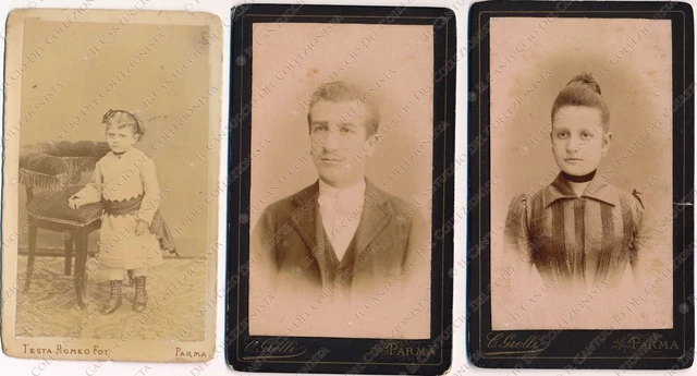 1880c PARMA Ritratti persone Carte de visite CDV LOTTO 3 Fotografie