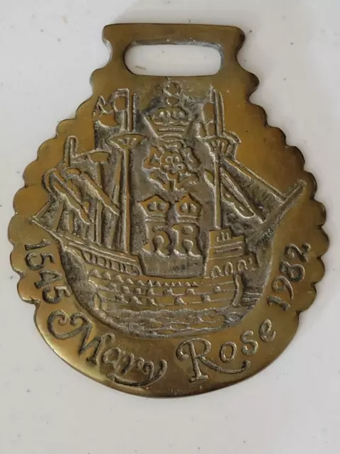 Brass Horse Harness Tack Medallion Ornament Mary Rose Sailing Ship VTG