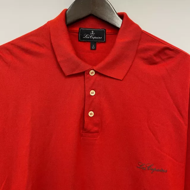 Les Copains Men's Size V/52 Red Embroidered Logo Long Sleeve Polo Shirt euc 2