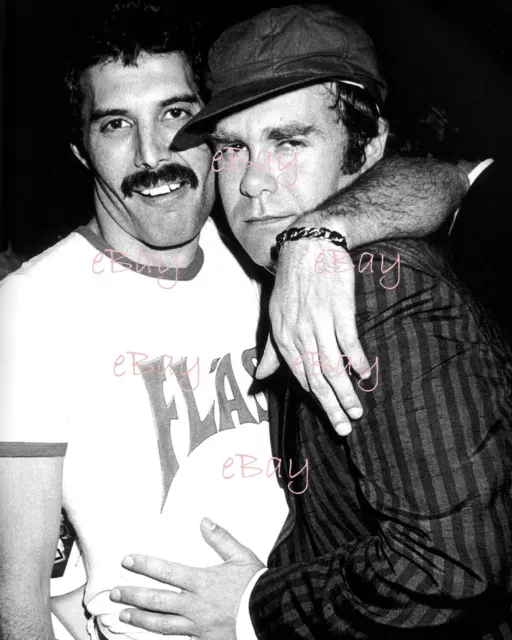 FREDDIE MERCURY & ELTON JOHN - Singer, Songwriter 8X10 Photo Reprint