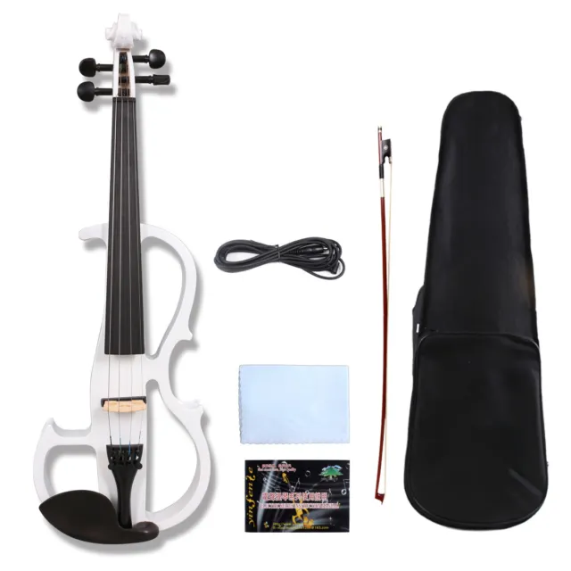 4 String Silent Electric Violin 4/4 Full Size Practice Violin Solid Wood Case
