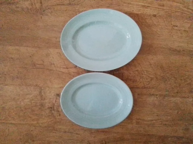 Woods Ware Beryl Green Oval Serving Plates 30cm & 27cm