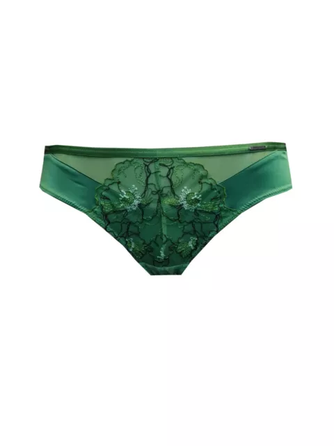 Ladies Ex Marks And Spencer M&S Autograph Green Knicker Floral Mesh Front Low