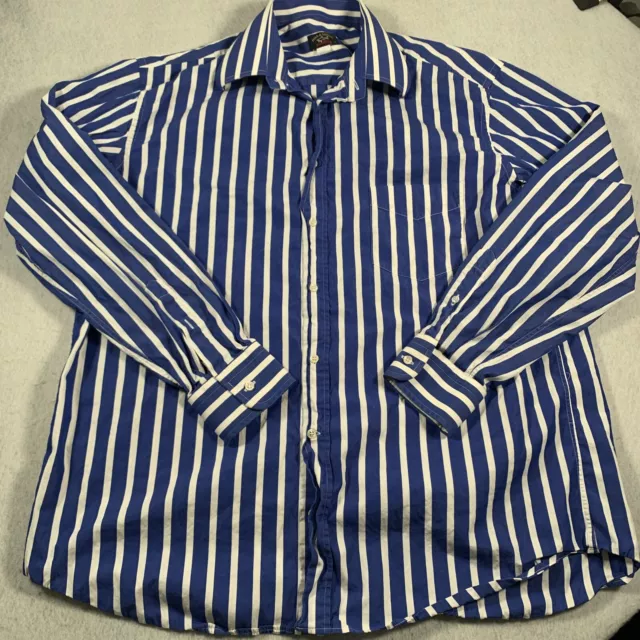 Paul & Shark Shirt Mens XL Blue White Striped Button Up Long Sleeve