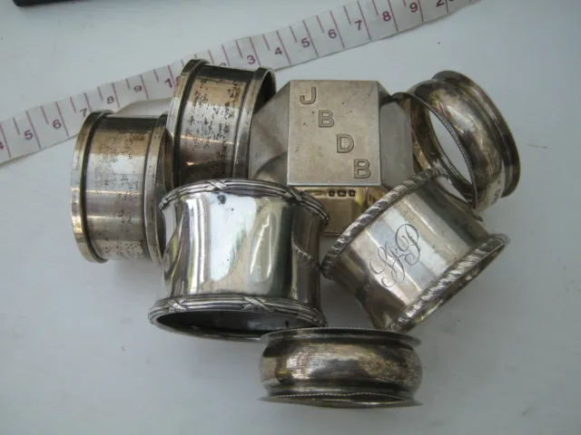 7 x Antique Sterling Silver Hallmarked Napkin Rings Including Mappin & Webb 148g