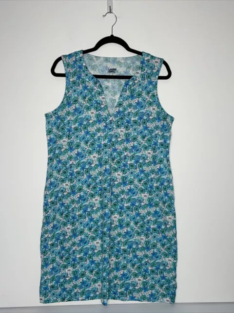 Lands' End Womens Casual Jersey Cotton Sleeveless Floral Dress Size Medium