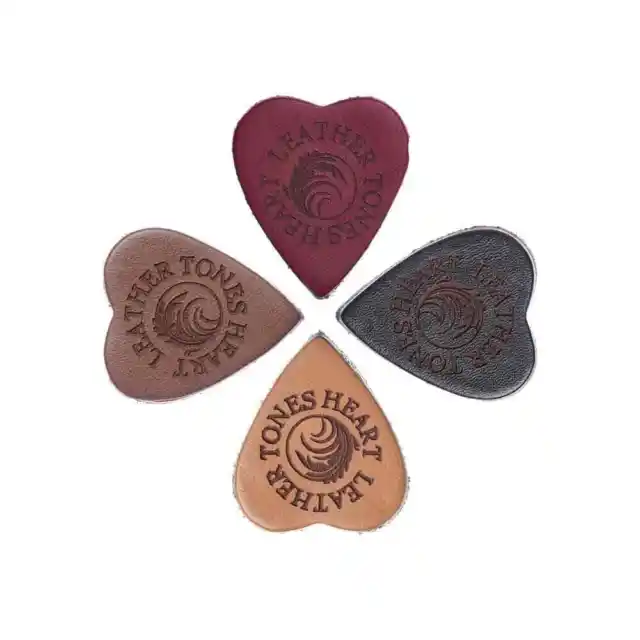 Timber Tones Leather Tones Heart Guitar Picks / Plectrums - Choice Of 4 Types