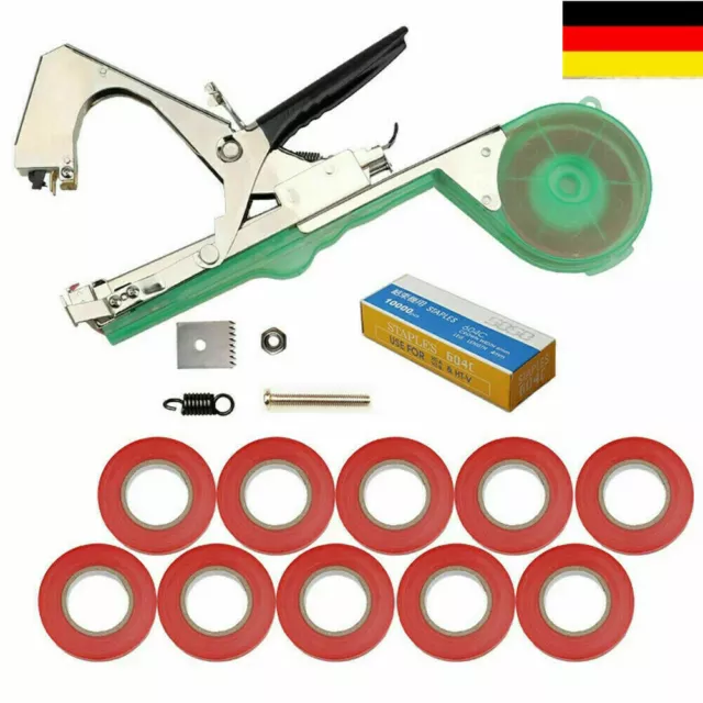 Bindezange Tapetool Bindemaschine Pflanzenbinder + Bindeband + Heftklammern SET