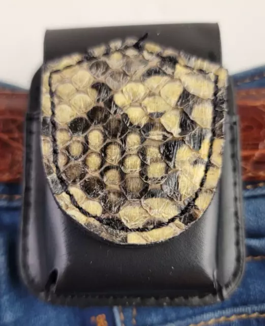 Reticulated PYTHON ZIPPO leather lighter case Pouch holder New Genuine Handmade