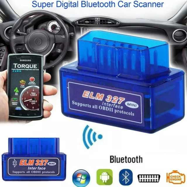 Bluetooth OBD2 OBDII Car Diagnostic Scanner Auto Fault Code Reader Tool ELM327