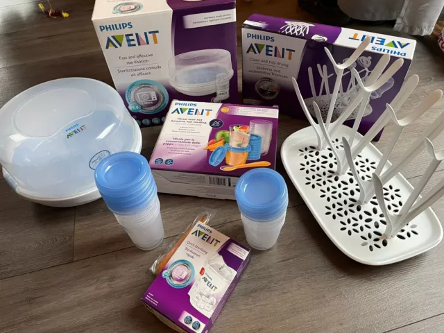 Philips Avent Set Mikrowellen Dampfsterilisator/Abtropfgestell/Aufbewahrung