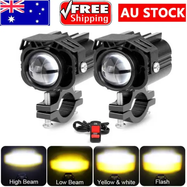 2x LED Motorcycle ATV Spot Lights Auxiliary Headlight Driving Fog Lamp +Switch