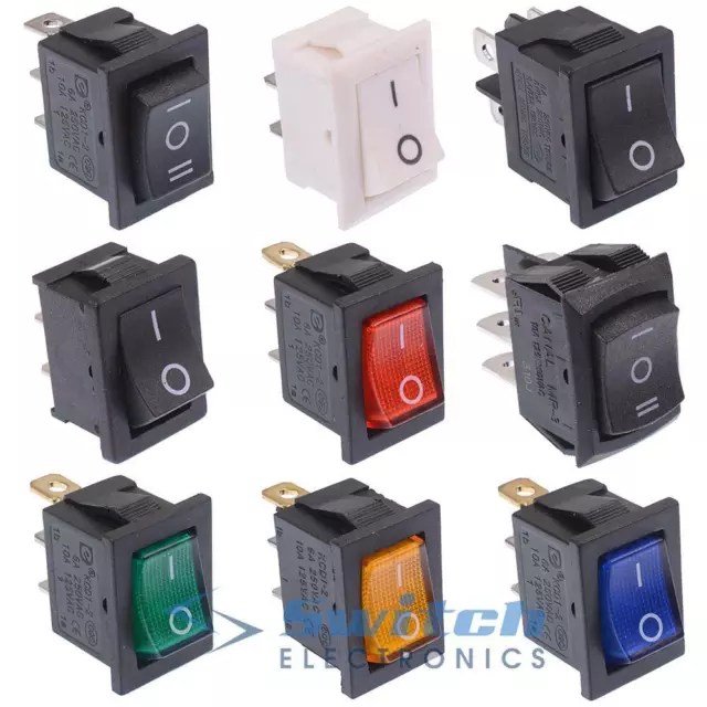 Rectangle Rocker Switch 13 x 19mm illuminated 12V 230V Rectangular