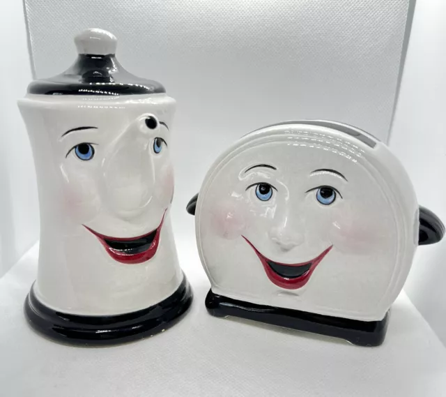 VTG Clay Art Ceramic Anthropomorphic Toaster Teapot Salt Pepper Shaker Set Large VTG Clay Art Ceramic Anthropomorphic Toaster Teapot Salt Pepper Shaker Set Large