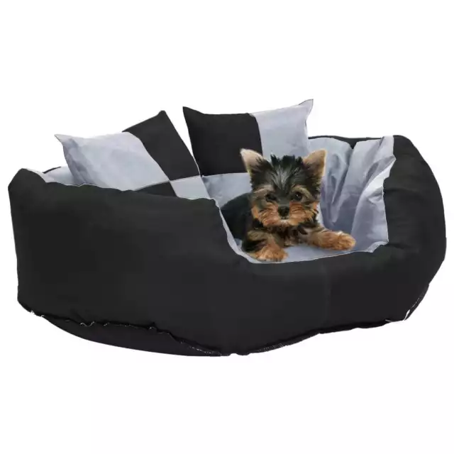 Reversible & Washable Dog Cushion Grey and Black