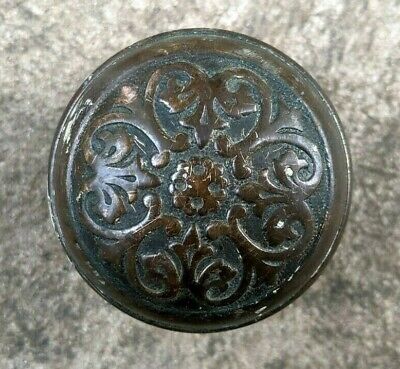 Antique Victorian Ornate Cast Iron w/Brass Finish Door Knob