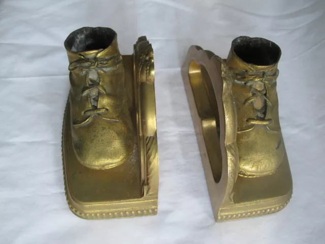 Bronzed Baby Booties Shoe bookends  vintage nursery