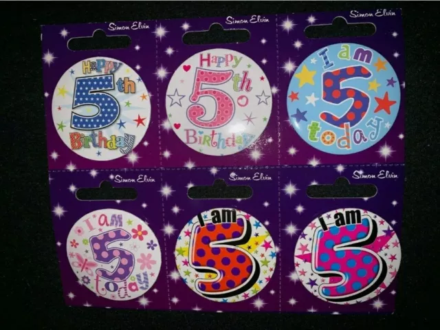 Age 5 5th Birthday Badges Girls Small Children's Party Gift Decoration