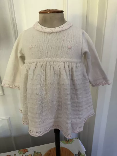 Vintage Cotton Knit Lined Baby Dress Age 3 Months