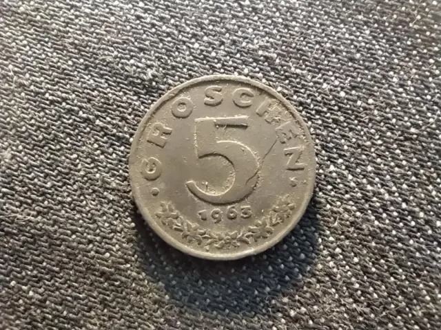 Austria 5 Groschen Coin 1963