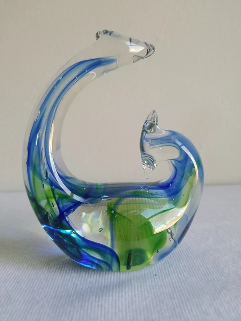 HEI MATAU MAORI Fish Hook Hand Blown Sea Glass PAPERWEIGHT FIGURINE  Good Luck