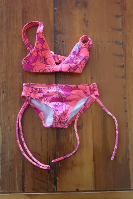 🇯🇵 Size 2 Roxy Pink Floral Bikini Girls Toddler Post 5+ Free