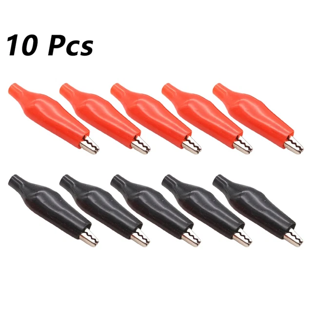 10x krokodillenklem 5A testklem batterijklem 28mm ijzer vernikkeld stroomklem