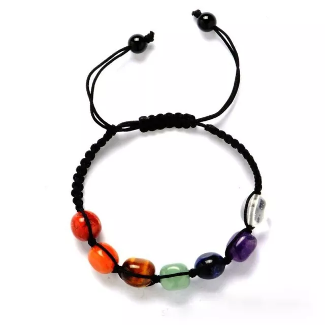 7 Chakra Balancing Energy Crystal Stones Genuine Bracelet Healing Adjustable