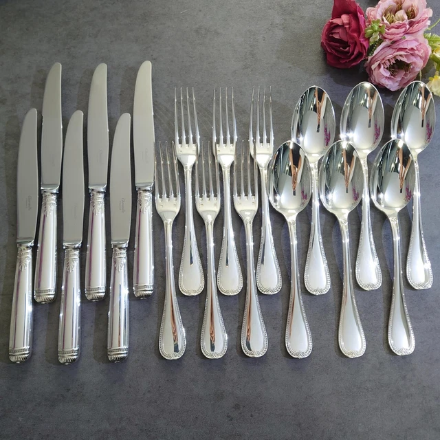 Christofle Malmaison 18pcs Silverplate Flatware Table Knife Fork Spoon Excellent