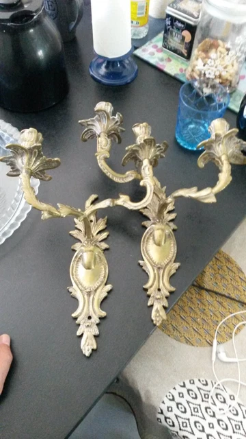 Belle Paire Appliques Murales En  Bronze  France Xx Em Siecle 8